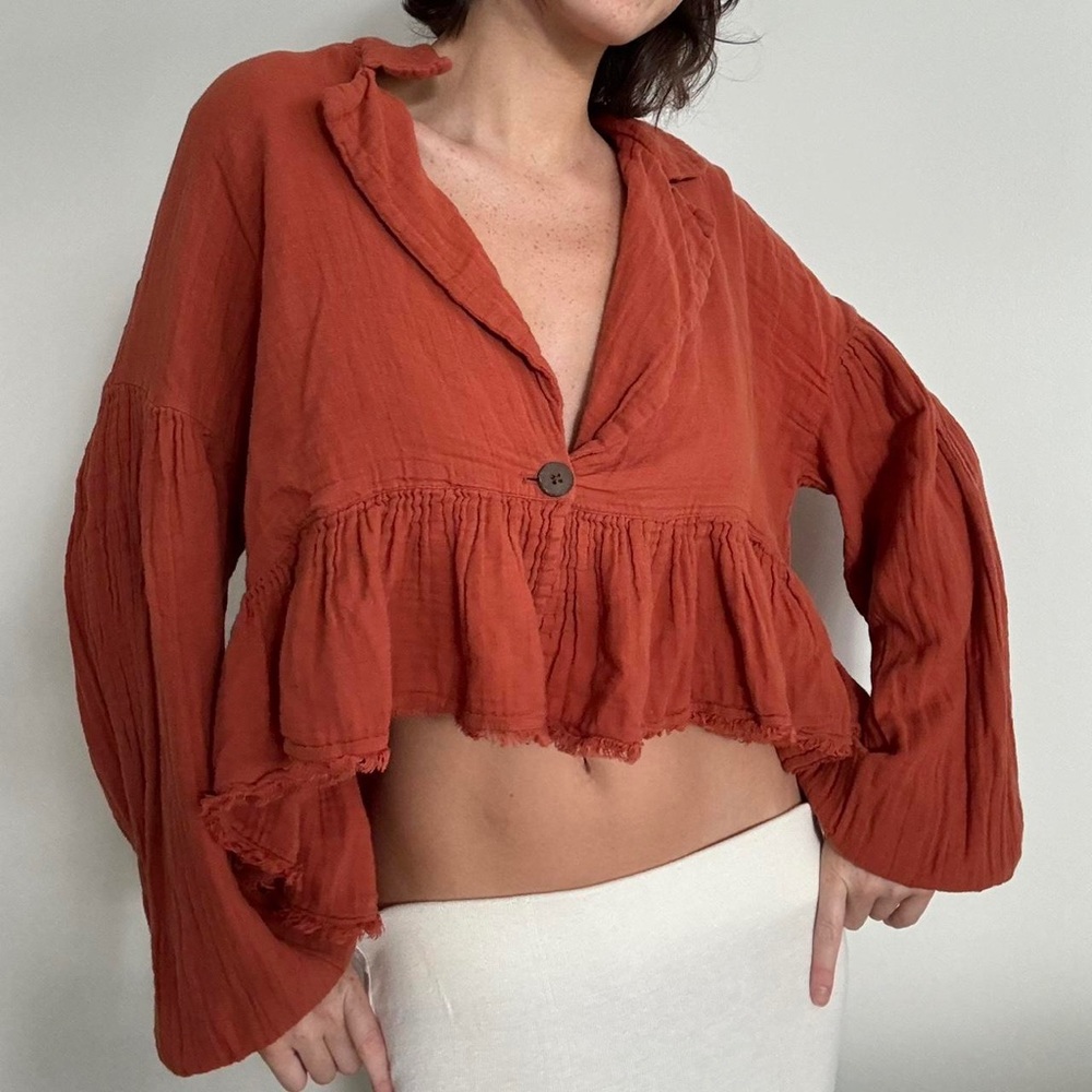Free People Rust Orange Empire Waist Jacket